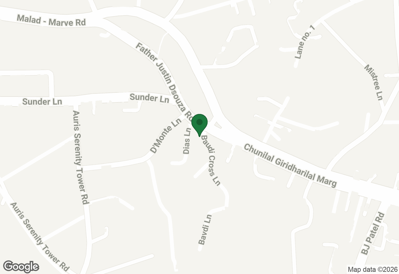 Map of Orlem, Malad West with Raju Medical marked near Marve Road